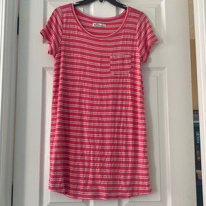 Hollister T-Shirt Dress Striped Coral Comfy